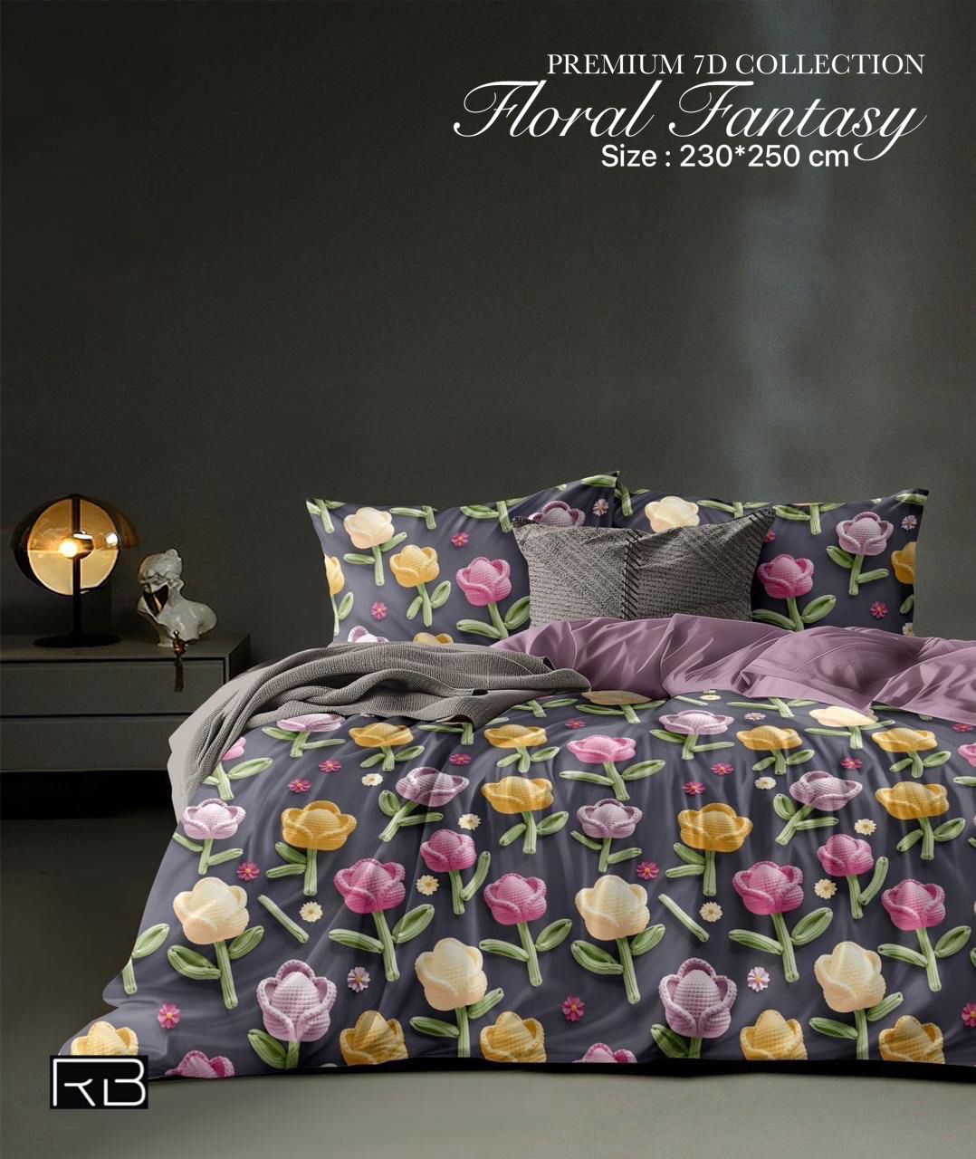 King Size 7D 7D HIGH Definition Digital Prints Bedsheet | Flat Bedsheet for King Size Bed 1 Bedsheets with 2 Pillow Covers Chadar Size King Bed Ivory Solid