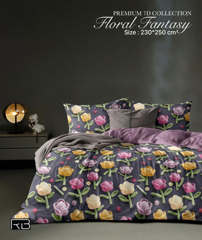 King Size 7D 7D HIGH Definition Digital Prints Bedsheet | Flat Bedsheet for King Size Bed 1 Bedsheets with 2 Pillow Covers Chadar Size King Bed Ivory Solid