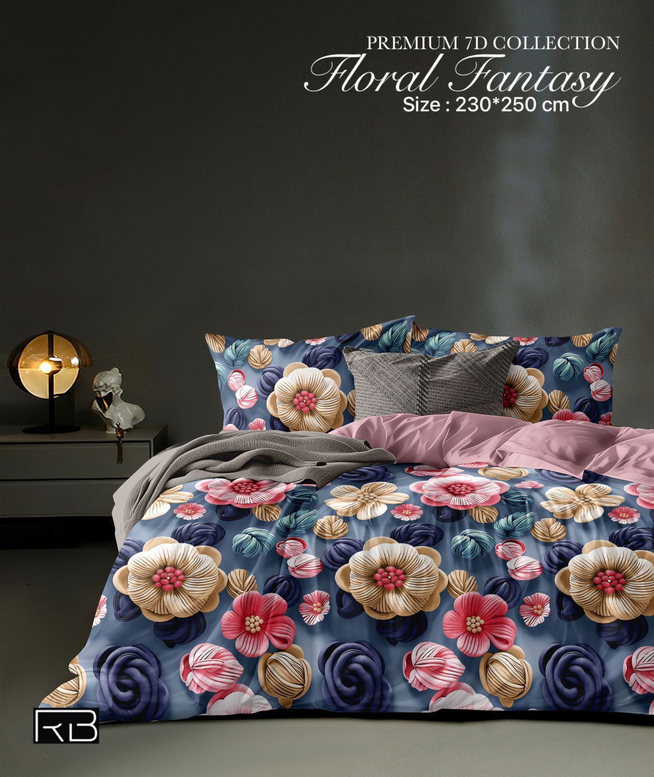 King Size 7D 7D HIGH Definition Digital Prints Bedsheet | Flat Bedsheet for King Size Bed 1 Bedsheets with 2 Pillow Covers Chadar Size King Bed Ivory Solid